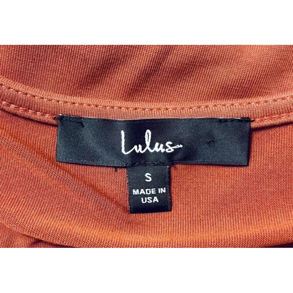 Lulus Women's Rust Orange Long Sleeve Faux Wrap Top Size S - Picture 2 of 9